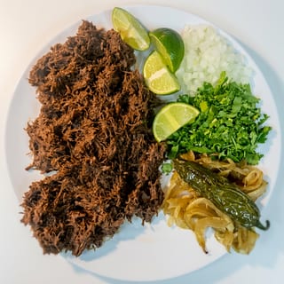 Asada, Barbacoa Res, Barbacoa Borrego, Lengua, Tripa (Beef, Beef Barbacoa, Lamb Barbacoa, Tongue, and Tripe)
